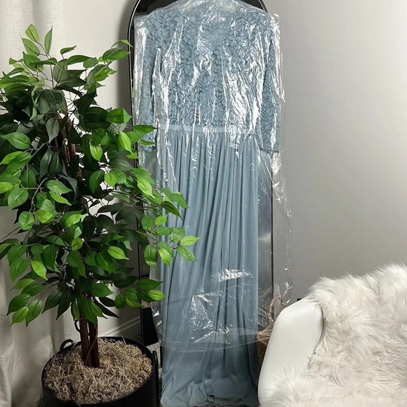 3/4-Sleeve Illusion Lace and Mesh Bridesmaid Dress - Picture 5 of 8